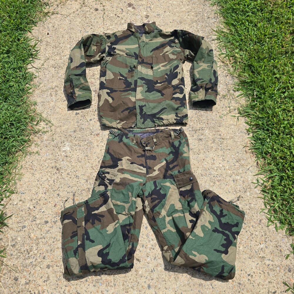 Vintage US Military Chemical Protective Suit Jacket Pants Mens XS Green Set
